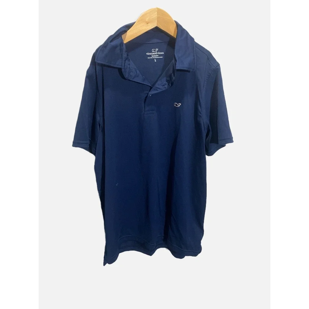 Vineyard Vines Polo Shirt Boys Large 16 Navy Blue Sankaty Performance Preppy Gol